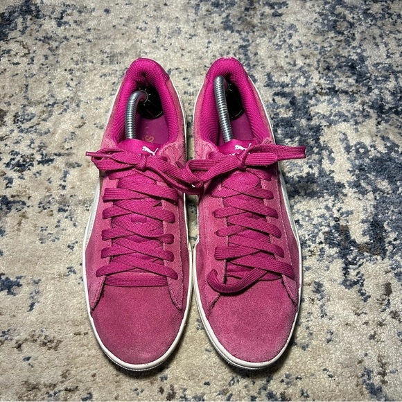 Puma Fuchsia Purple-White Suede Classic Sneakers Size 8 - Picture 5 of 11